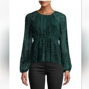 Green Velvet Blouse Top